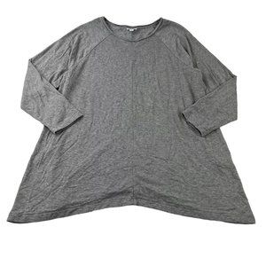 J. Jill A-Line Tunic Top Plus Size 2X Gray Heather Flared Sides 3/4 Sleeve,
